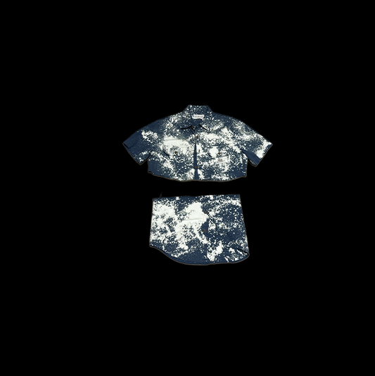 RT Reworked Bleached Denim Bustier Set (Top + Skirt)